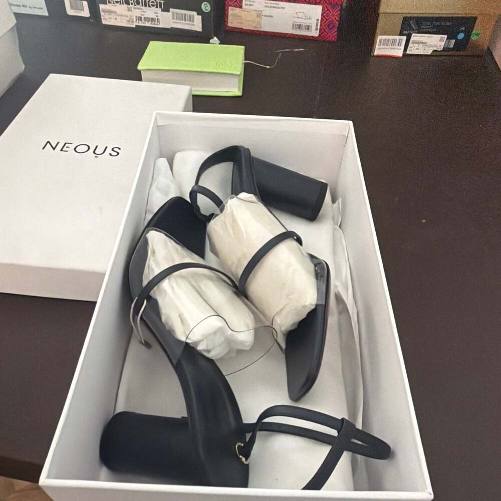 NEOUS Tuber 80mm Black Leather and PVC Sandal Heels size 38 BRAND NEW fast2Ship - Picture 7 of 8